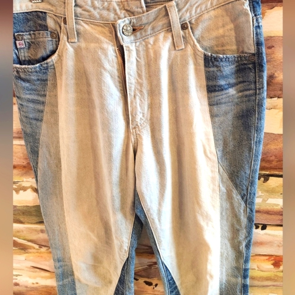 AG Multi Blues High Waist Skinny Light Dark Patchwork Aged Denim Jeans EUC 27 - Picture 3 of 16